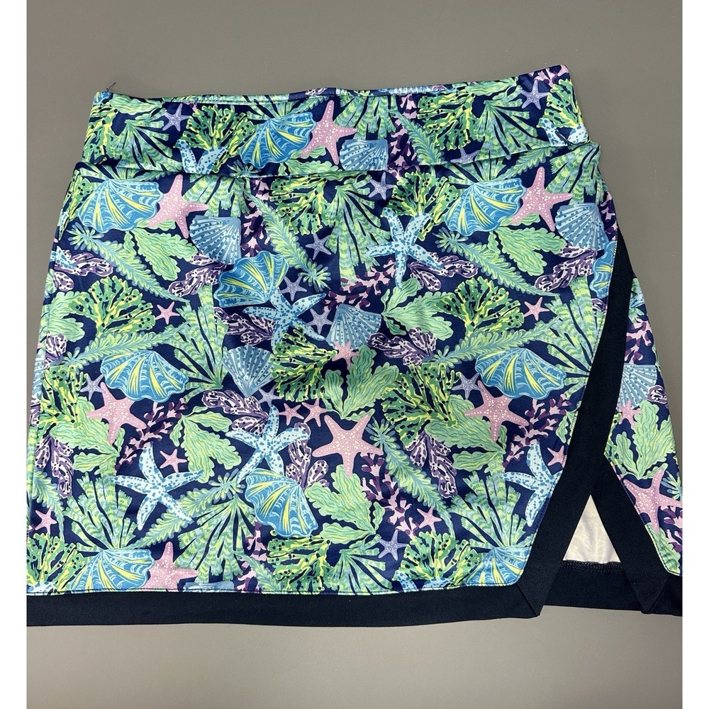 Stella Parker Golf Skirt Skort Women's Medium Palm Tree Print Colorful Stretch